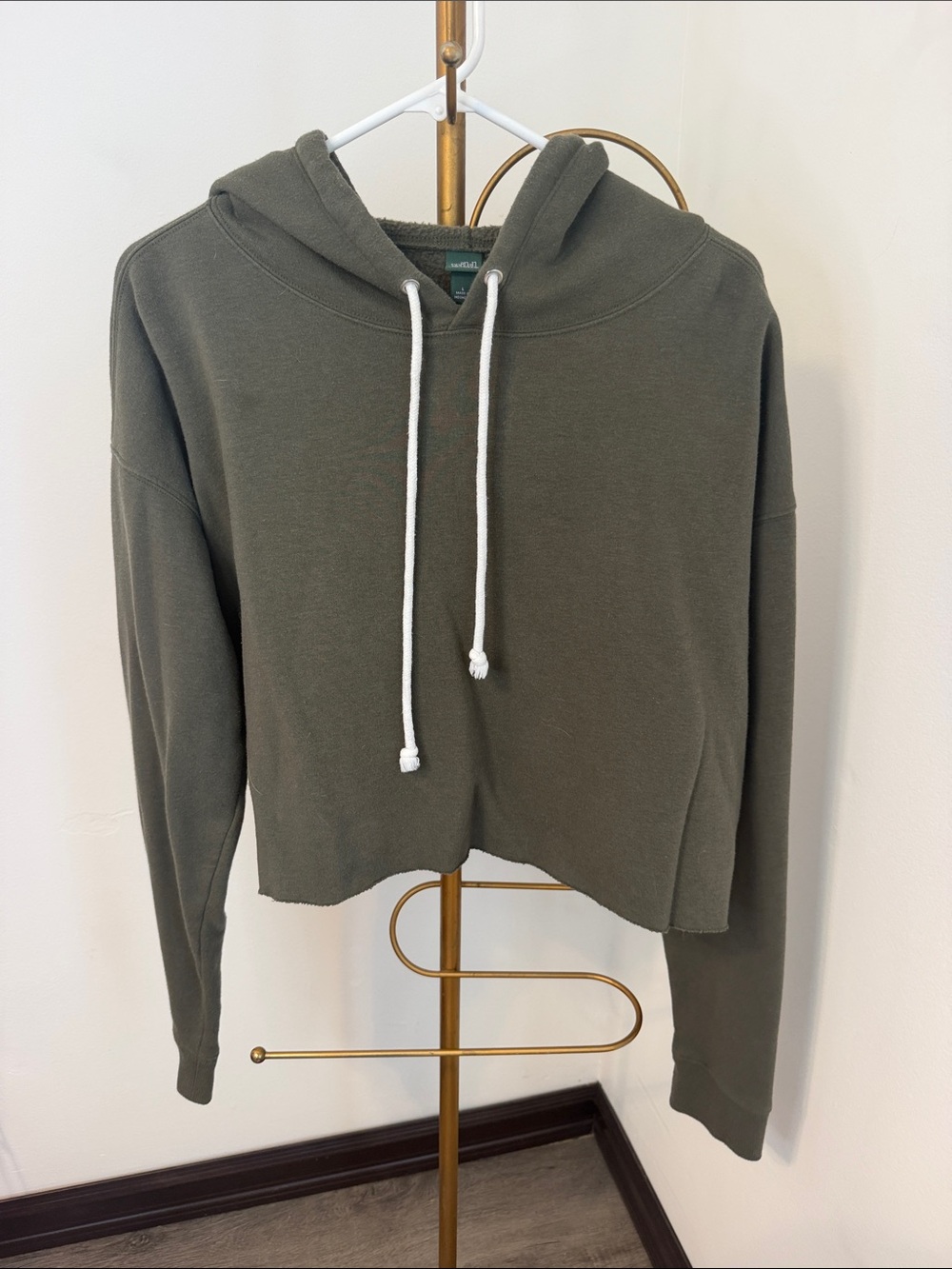 Women's Olive Green Cropped Hoodie - Wild Fable